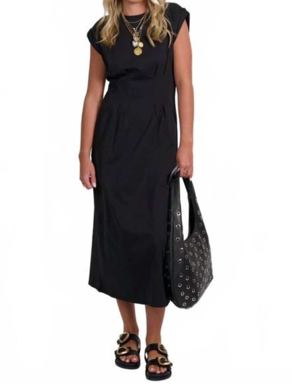 Frame The Jersey Nipped Dress Stretch Black Maxi Organic Cotton XXS